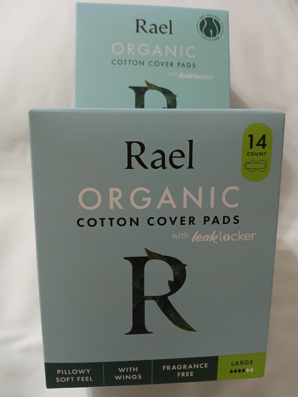 Rael-Organic Cotton Cover Pads - Large, Light Blue (14 Count) Set Of 2.